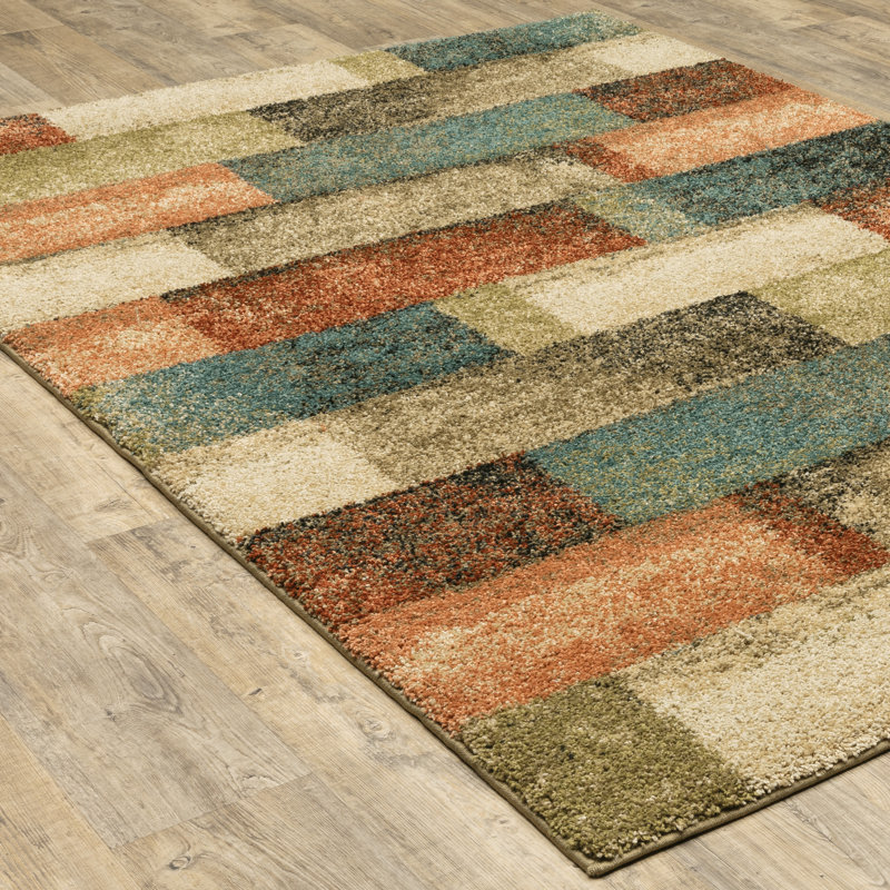 Latitude Run® Tigela Geometric Orange/Green Area Rug & Reviews Wayfair